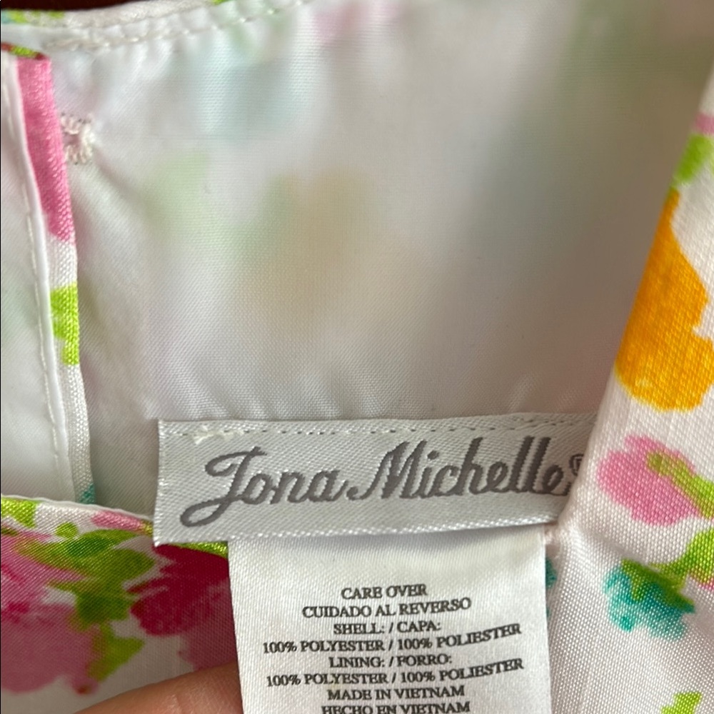 Floral Kids Dress with Pink and Green Accents - Picture 5 of 5